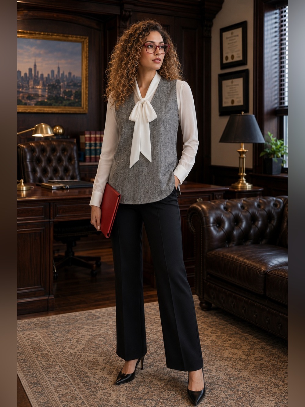 Nygard Collection Grey V-Neck Sleeveless Tunic Top